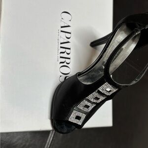 Caparros Elegant Black Heels with Silver Detailing